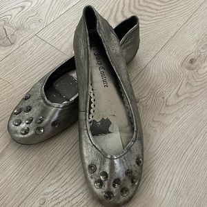 Juicy Couture silver studded flats